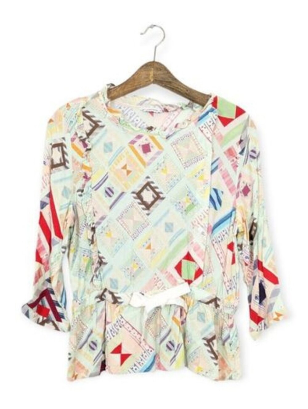 & Other Stories 3/4 Sleeve Button Up Cinch Waist Top